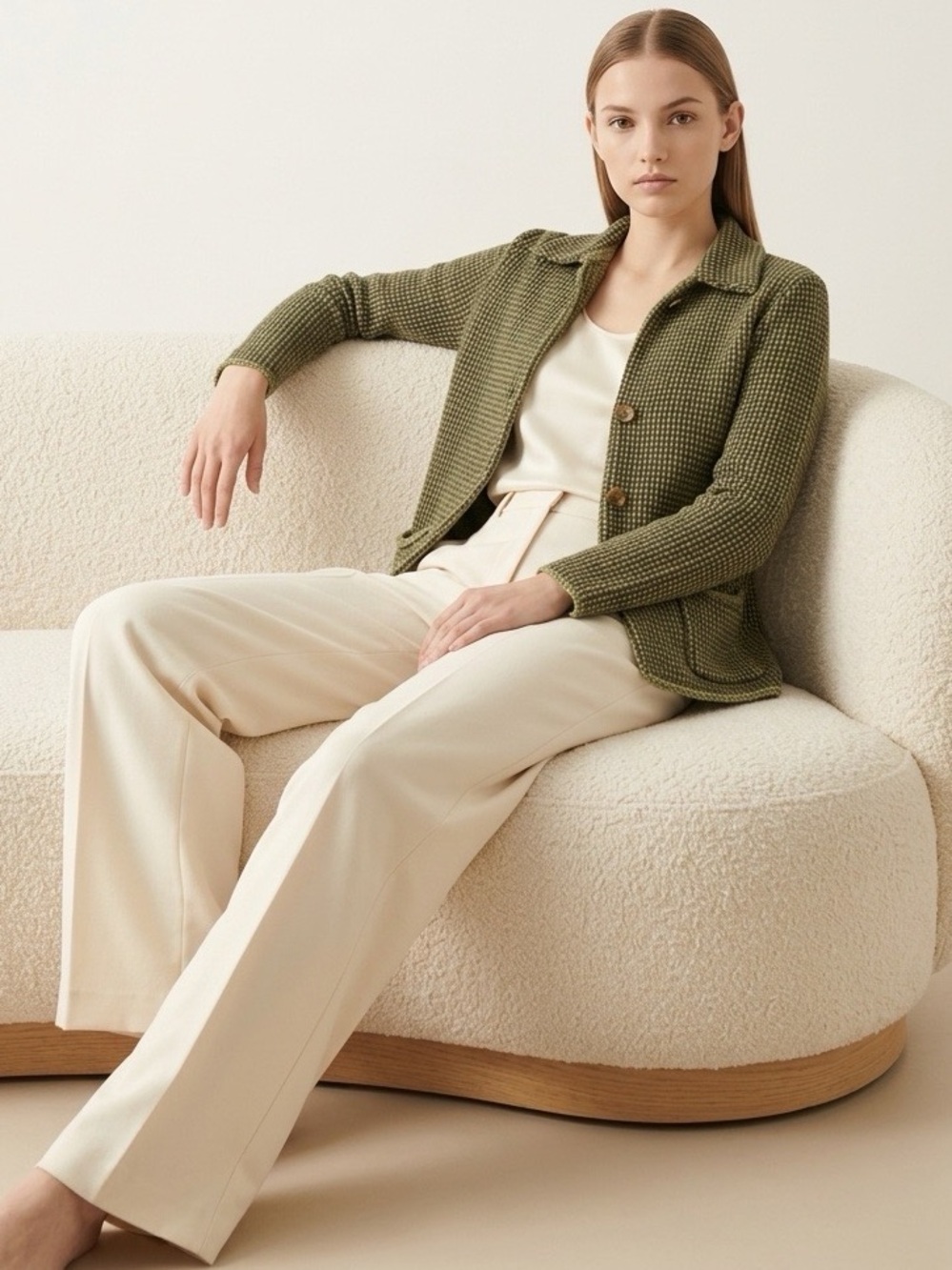 Piazza Sempione Made in Italy Button Front Green Cardigan Sweater Size Small